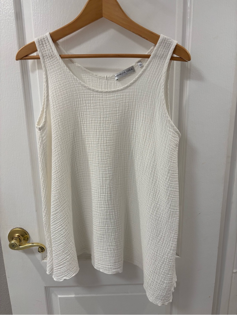 Patrizia Luca Milano Cotton Gauze Lagenlook Asymmetrical Oversized White Tank XS
